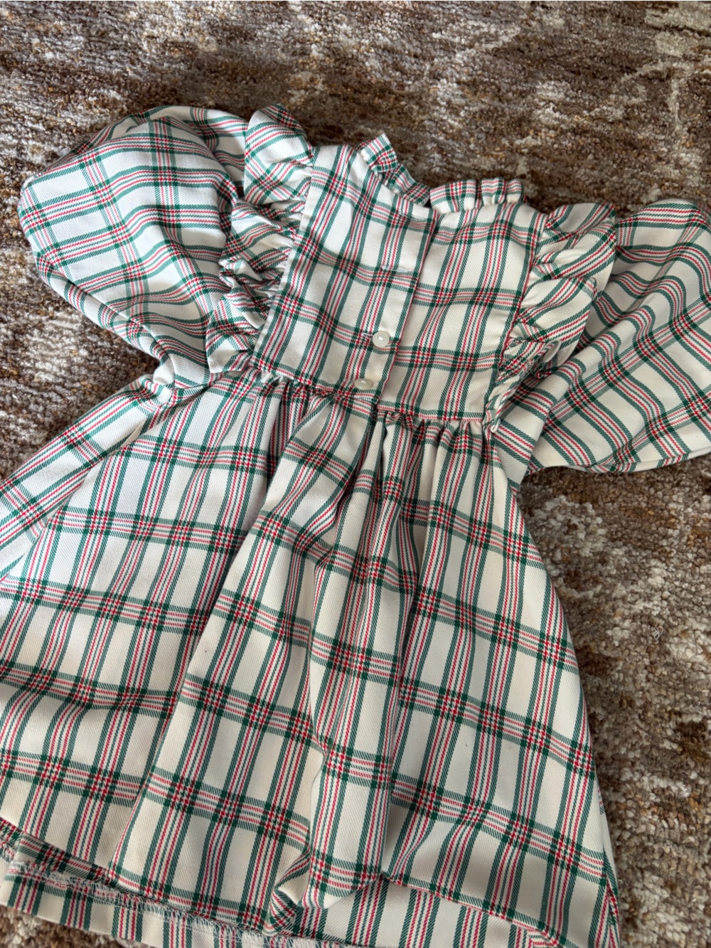 Bonnie Jean size 2T Girls White Plaid Smocked Ruffle Dress with Green Bows - Picture 5 of 5